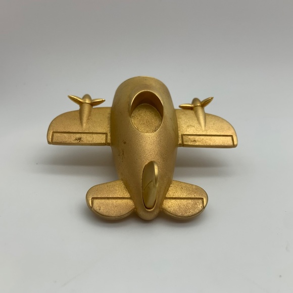 RARE Vintage Japan Movement Linden Airplane Gold Tone Small Desk Clock - Picture 4 of 11